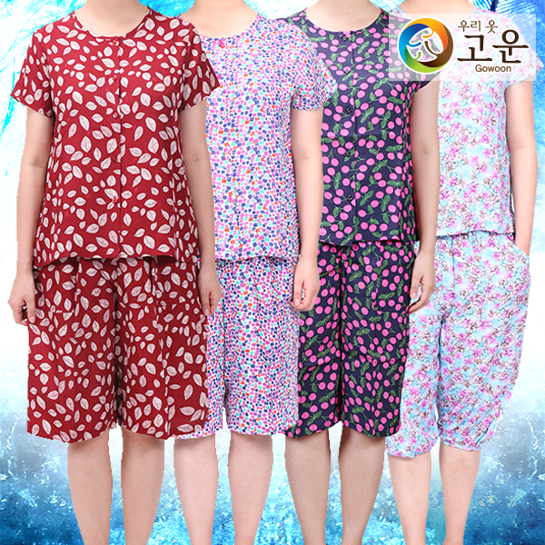우리옷고운 여성 인견 파자마 잠옷 상하 세트