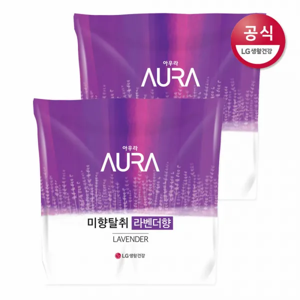 [신세계TV쇼핑]LG생활건강 아우라 미향탈취 라벤더향 용기 400ml 2입 x2개, 미향탈취 라벤더향용기 400ml x2개, 1