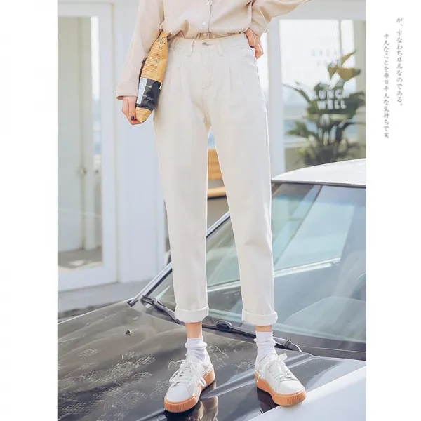 Happy 슬림 패션 9부바지 심플 여자 통바지 레저용바지