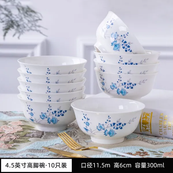 그릇 식사 가정용 도자기 골자기 찌개면 쌀밥 45 인치 믹스 10 개개의, 45 인치 전족함 김종 그릇 우아한