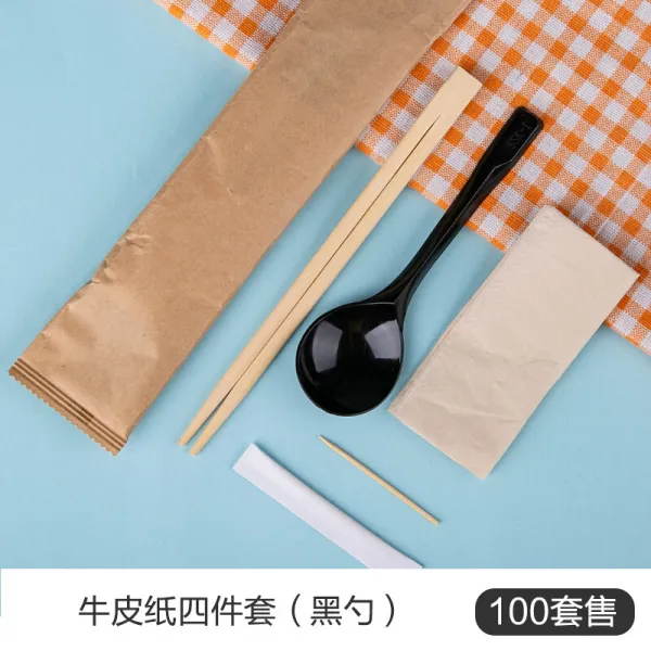 기슭보 일회용 젓가락 네 벌 식기 외매 젓가락 세트 대나무 젓가락 숟가락 이쑤시개 수건 100세트 소가죽지 네 벌, 상세페이지 참조, 상세페이지 참조