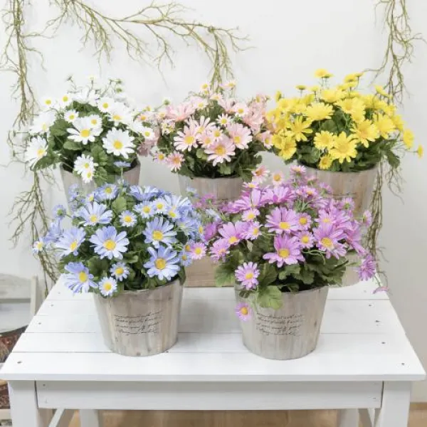  바보사랑 들국화 조화 우든 장식화분 대 인테리어 소품 Pink 핑크 