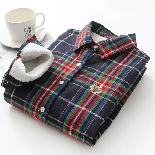 Joyce Shop 오래달리기 여성 기모 남방 셔츠 융 기모남방 겨울 가을 롱 기모셔츠