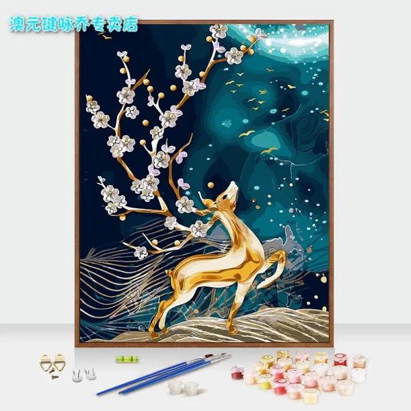 떨 음 같은 디지털 오 일 그림 di 걸 기 그림 감압 수작 업 색칠 하 다 직접 그리다 유화 수채화 물감 장식 그림 노란색 A842 60 * 75 보내다 흰색 / 검은색 / 원목 색 완제품 틀 찍 어 보내다 - 지지대