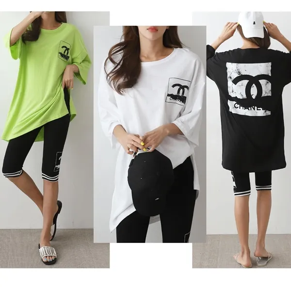  렛잇샤인 오버핏 빅사이즈 샤샤 박스티셔츠+레깅스 상하의세트