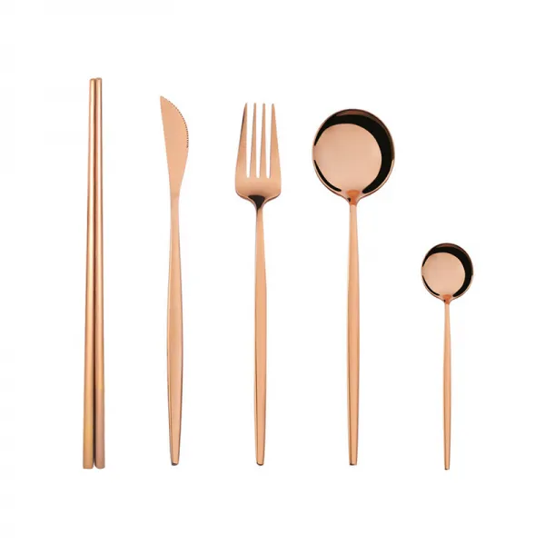 verico LUA Cutlery set 가볍고 데일리로 사용하는 노르딕스타일 커트러리 5P세트, 로즈골드