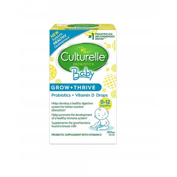 Culturelle Baby Grow Thrive Probiotics Vitamin D Drops .30floz 아기성장 번성 프로바이오틱스 9ml 면역, 1set, 1set
