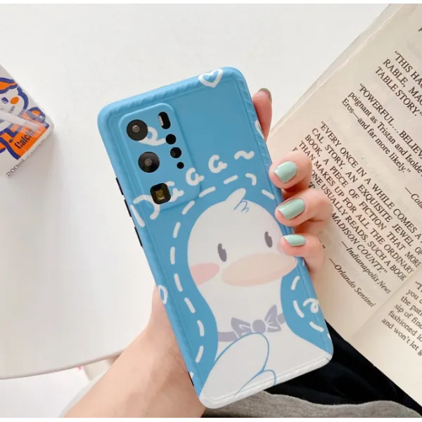 독창적 커플 새끼 오리 애니메이션 큐트 화웨이 MATE30PRO 핸드폰케이스 P30 풀팩토리 거울 머리 P40PRO 실리콘