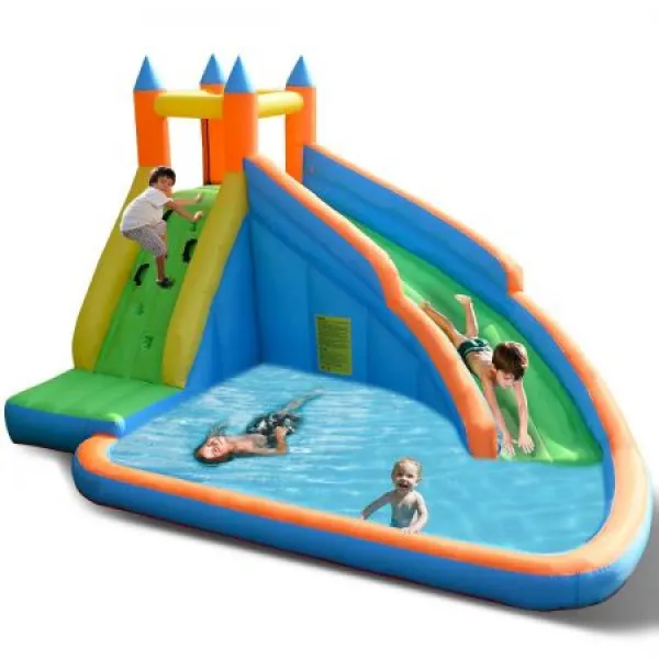Costzon Inflatable Slide Bouncer Water Pool Slide Climber Castle Bounce House (Without Blower) PROD, 상세 설명 참조0, 상세 설명 참조0