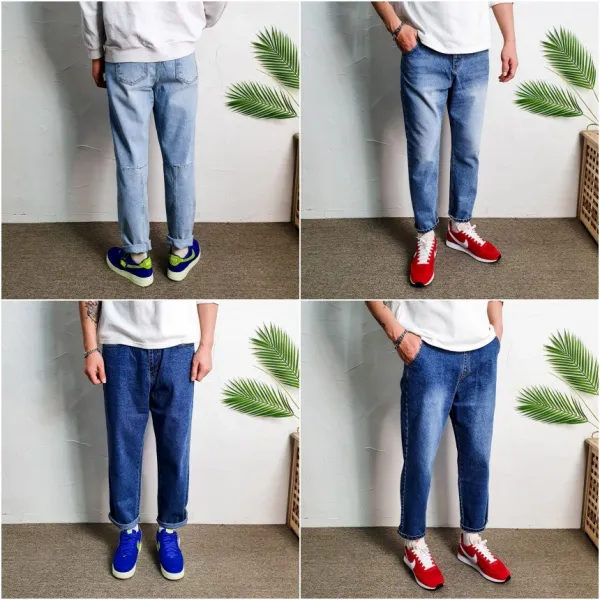 코코로맨틱 남자 세미 와이드 연청 중청 진청 청바지