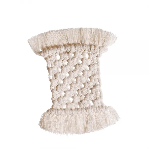 Dfmei 북유럽 핸드메이드 컵홀더 인스 화이트 면끈 수술 단열패드 테이블 심플 장식 노점상근원 Dfmei 직사각형 하나