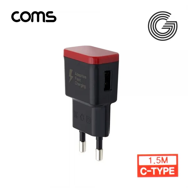  Aqz_9784465 Coms G Power 고속 충전기 C타입 1.5m Black 고속충전기 C타입고속충전기 C타입케이블충전기 급속충전기 가정용급속충전기