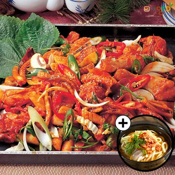 세양푸드 양념까지 맛있는 닭갈비볶음과 국물까지 시원한 우동세트 닭갈비볶음300g*2팩+생우동면1kg+사누끼소스30g*5, 1개, 300g