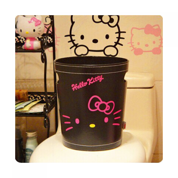 독창적 쓰레기통 가정용 거실 주방 키친 침실 큐트 있음 뚜껑 큰사이즈 라지 요개식 Pu 까맣다 무개 있다 쓰레기통