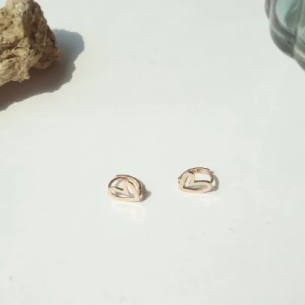 [녹다] 14k gold heart line earring 로즈골드
