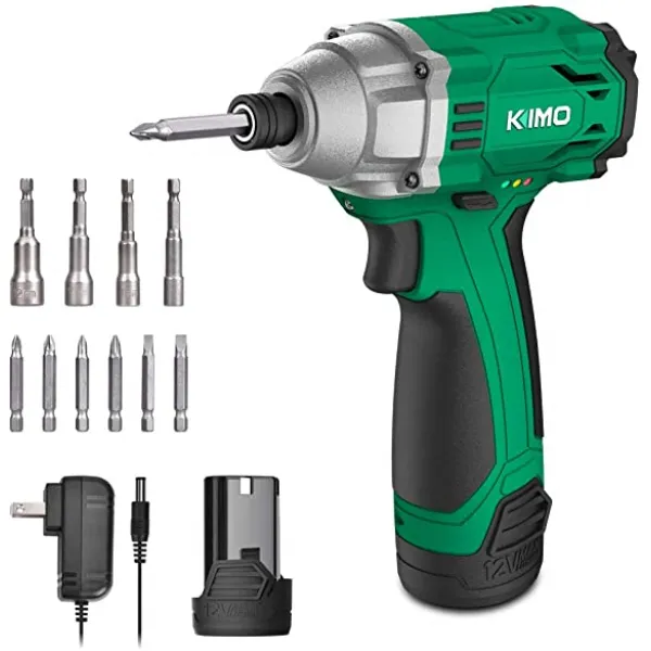 KIMO 전동 임팩트 드라이버 12V 충전식 무단 변속 · 정 역전 양용 최대 체결 토크 100N · m 과부하 보호 과열 보호 방전 보호 소형 · 경량 · 고출