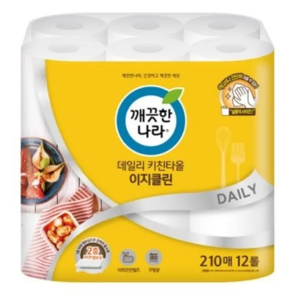 깨끗한나라 데일리 키친타올 이지클린, 210개입, 12개