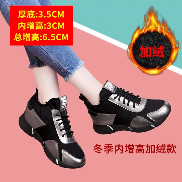 여자운동화 여성신발 2020봄 뉴타입 키높이 캐주얼신발 여성 운동화 스니커즈 블랙 겨울 털추가 신발