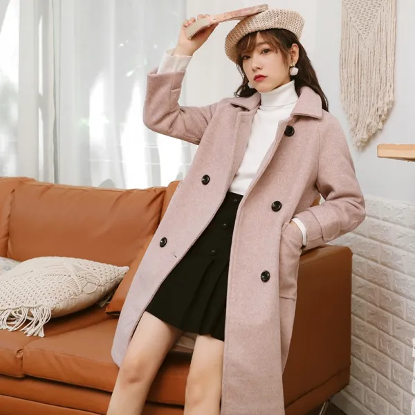 AYO416182미디 겨울 롱 양기 한국판 19년 겹겹 학생복 박시한 모직 쭈리 코트 주추금