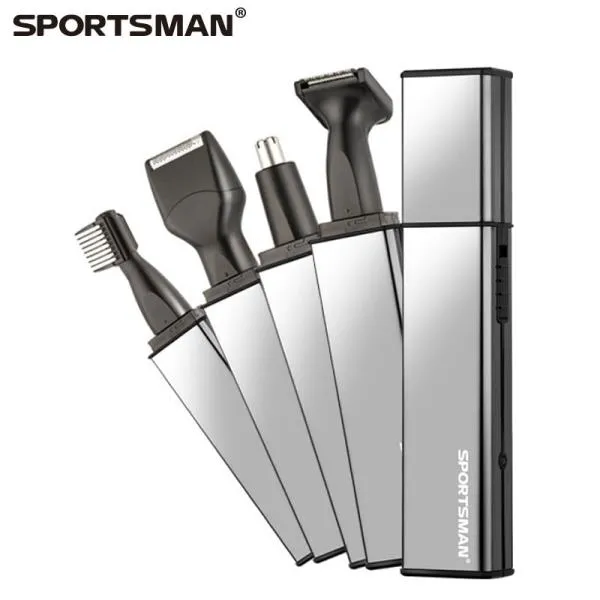 스포츠맨 4 in 1 Electric Nose Hair Trimmer 남성용 트리머 충전식 코 트리머 Sideburns Hair Cutter Eyeb, 한개옵션0