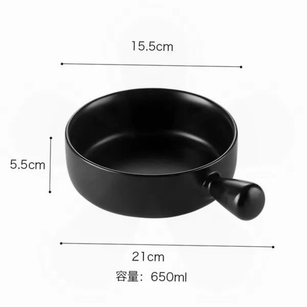 큐트 하나 식사 이쁜 인싸템 줄기 밥 전용 있음 그릇을 깨뜨리다 국공기 칸, L44 -손잡이다 솔리드 무지 블랙