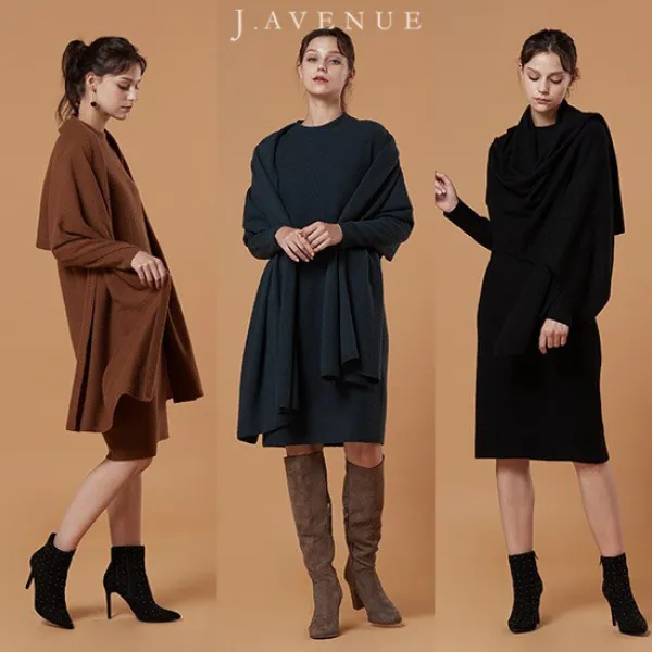  제이에비뉴 홀가먼트 울캐시 니트원피스+숄 2종세트