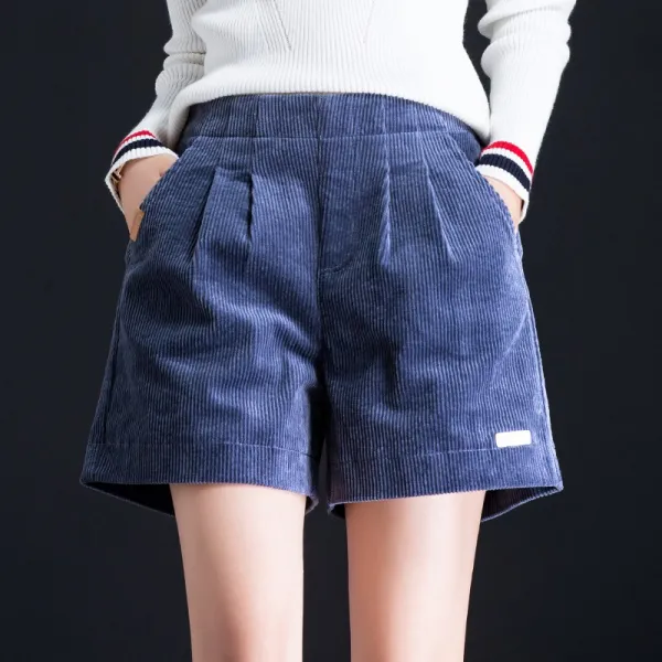 코르덴 반바지 여성 겨울 가을 0트렌드 블루 바지 아우터 형와이드 부츠