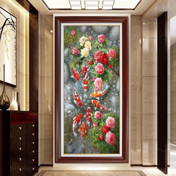 가온나래 화려한 모란꽃 구어도 전체보석십자수 집에서취미 55x90cm