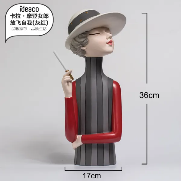 풍선부는 소녀 장식 공예 북유럽 거실 TV 캐비닛 룸 장식, 현대 소녀 비행 자기 (회색)