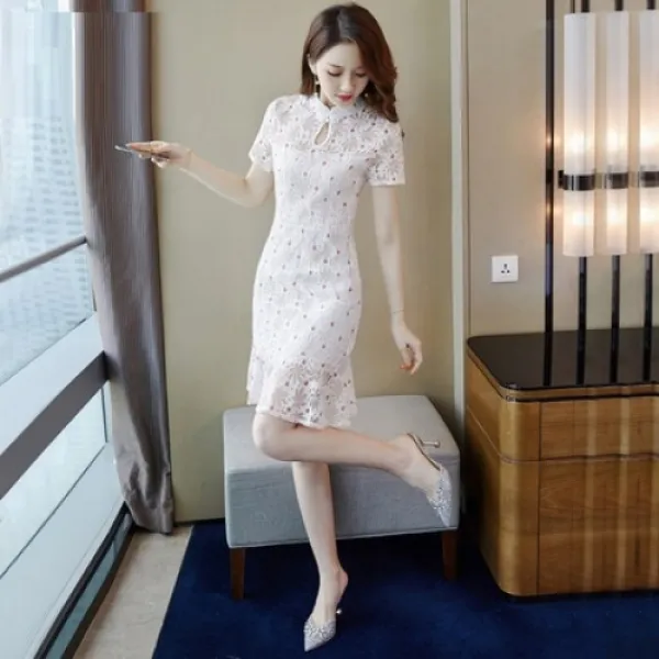 HOLA 여자 치파오풍 원피스 차이나 드레스 기념일 코스프레 개량형 형 레이스 자녀복 하의 꼬마 여 hola-000109842