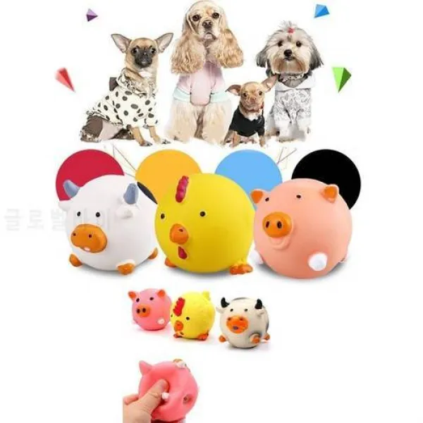 1PC 장난감 개 강아지 Screaming 러버 치킨 Pig Cow 장난감 개 라텍스 쥐우?, 상세내용참조