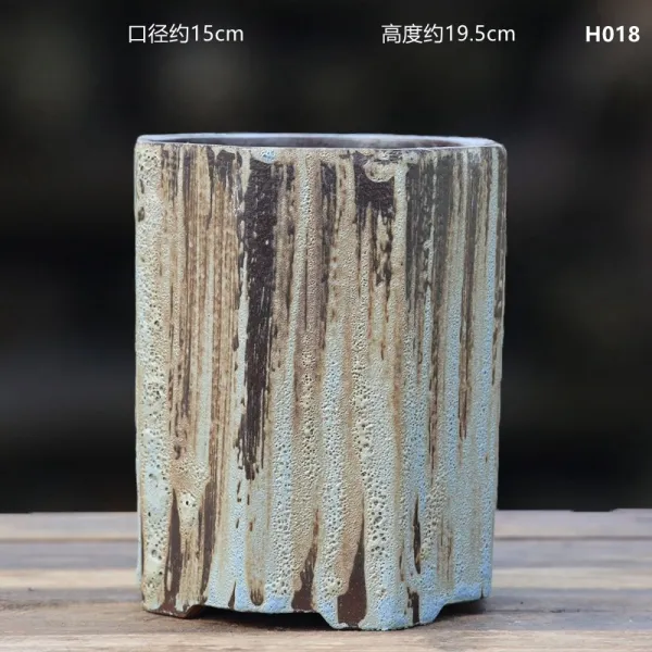 엠마켓 꽃화분대도자기 묵묵히 있다 다육 핸드메이드 거친 배기 발묵 유약 클래식 도의흥 자사 큰사이즈 라지 빅 고방분 타바스그레이 H018