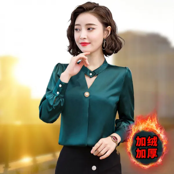 ROSEMADDER 여성 반팔 차이나넥 셔츠 블라우스 여 2021여름 프리미엄 상