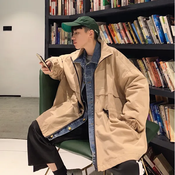 올데이퀸 남성 데님 기모 패딩 소매점가을겨울 커플룩 2종 아우터에 두꺼운 패치 재킷 남 야