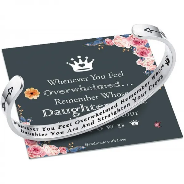 IEFSHINY 당신이 압도 당할 때마다 누구의 딸이 당신의 크라운 팔찌를 곧게하는지 엄마의 딸 선물은 당