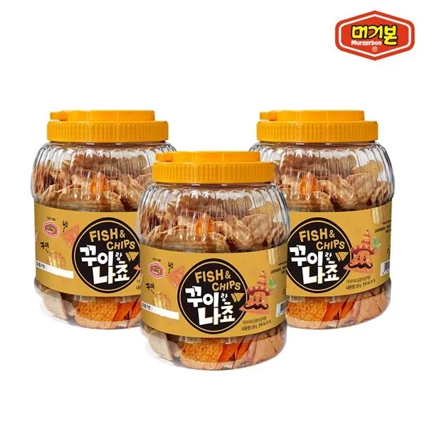 머거본 어포스낵 나쵸칩 꾸이랑나쵸 290g x3통, 선택/단일상품