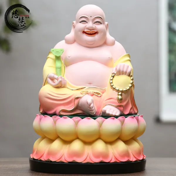 분채 배불뚝이 미륵불 불교장식, 분채 19인치 43cm높이