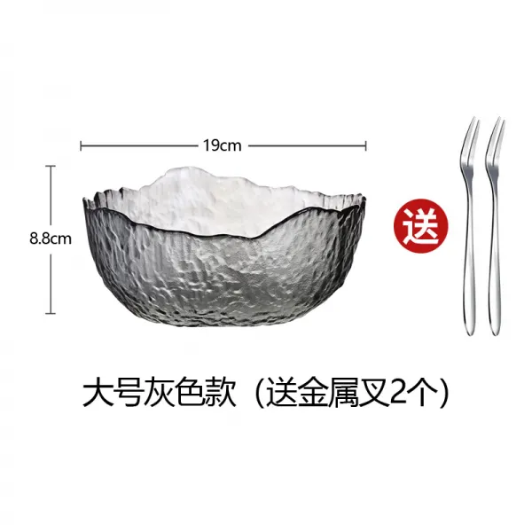 투명 유리샐러드볼 가정용 노르딕 독창적 금색과 개성을 묘사하다 디저트 그릇 아침공기, 재색 유리 볼 큰사이즈 라지 1개