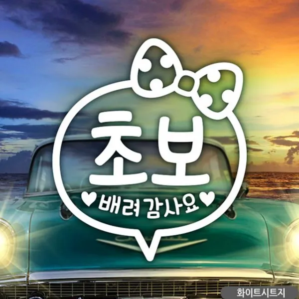 열씸배송N29D 초보자동차스티커-화이트 배려감사요 초보 리본 익스테리어용품 자동차용품 결운 중고재생부품 GH5m+3265