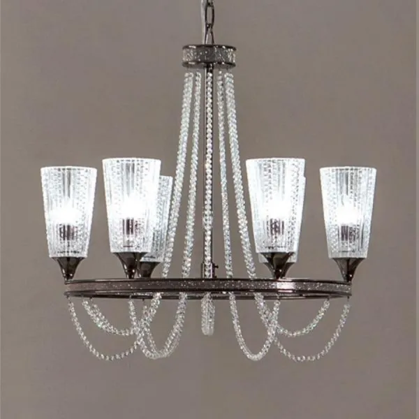  바보사랑 메리디스 6등 샹들리에 조명 전구포함 전구옵션 E14 :e14촛대구4w 투명 노란불 X6개