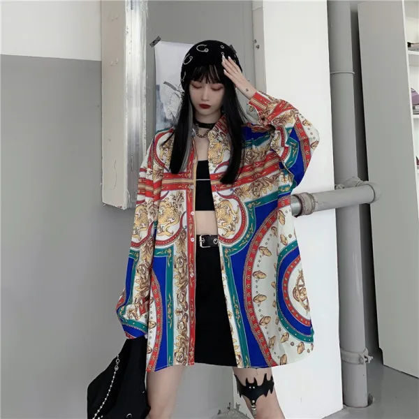 [SH111851] 실제촬영#가을한국판신상 와이드디자인뭇사람의 비위를 맞추다긴소매셔츠여성학생 미디상의