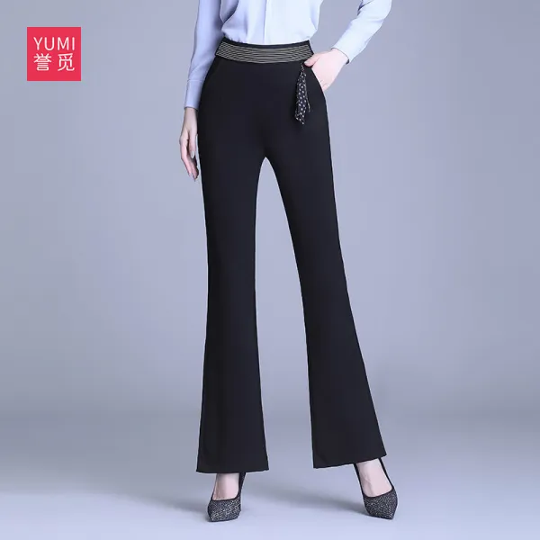 바하마스드림즈 세미나팔바지 블랙 여성 가을 슬림핏 긴바지 와이드 루즈핏 트렌드 전선