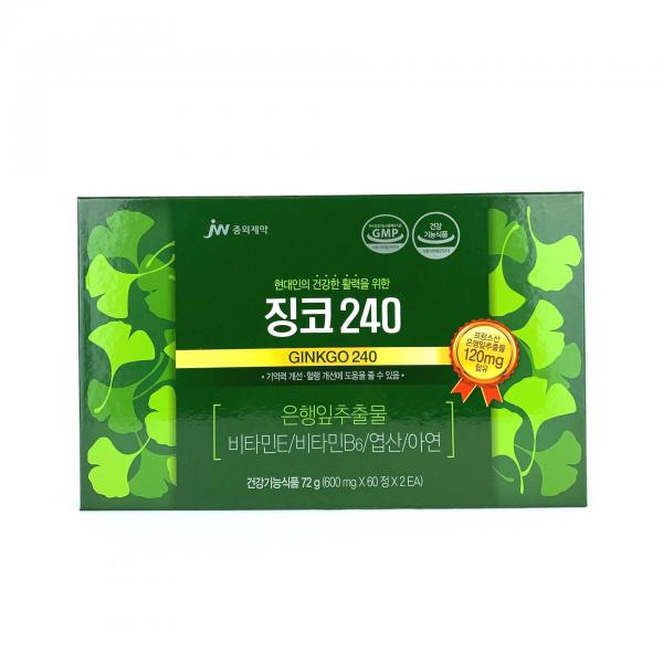 JW중외 징코240 프랑스산 은행잎추출물 기억력개선 혈행개선 60정x2/4개월분