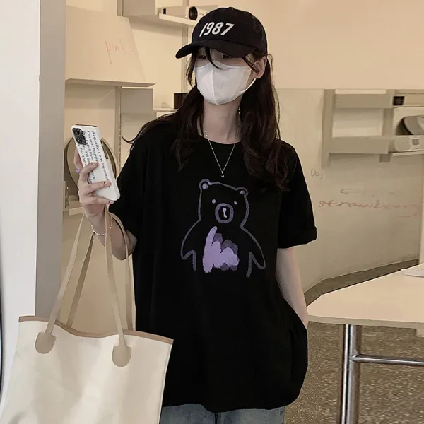 프린팅반팔티셔츠 애니메이션 큐트 곰돌이 큰아이 14 여름옷 12 도착함 15 중학교 상의 4916033479