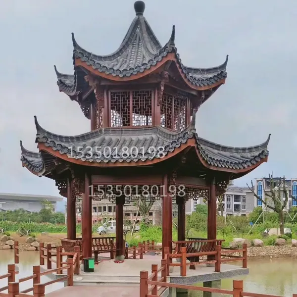 DIPYLON 야외정자 방부목장랑 야외정원문화복도 가드레일 경관 정자 육각화원 포도틀 원목정자, 고건물 이중 육각정