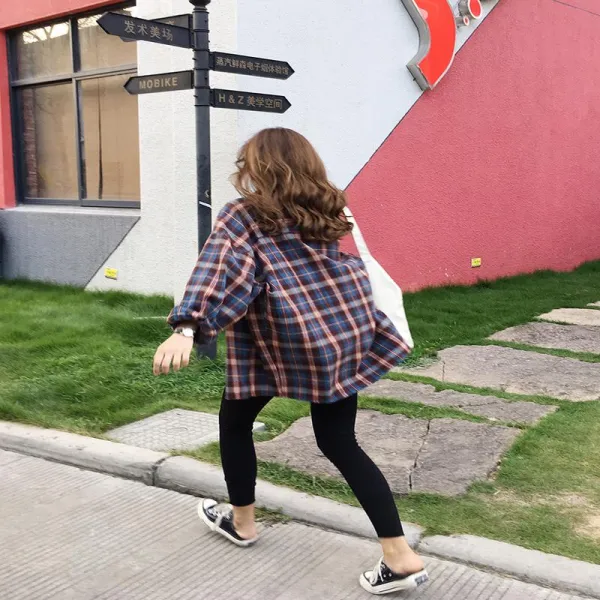 빅피플 루즈핏 Sa2739 긴팔 빅사이즈 체크 셔츠 이너 코트