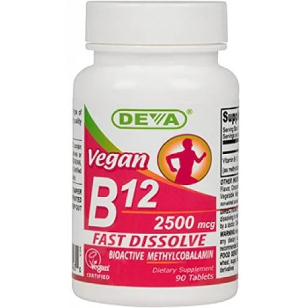 데바 영양 비건 육감 빠른 용해 B-12 정제 2500 mcg 90 카운트, 1, 단일상품