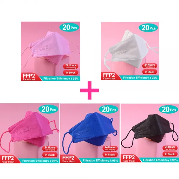 컬러 피쉬 마스카라 FFP2 KN95 마스크 한국 인증 마스카라 fpp2 동질가 호흡기 ffp2mask ce 재사용 가능한 마스크 마스크, mixed color 100pcs_21