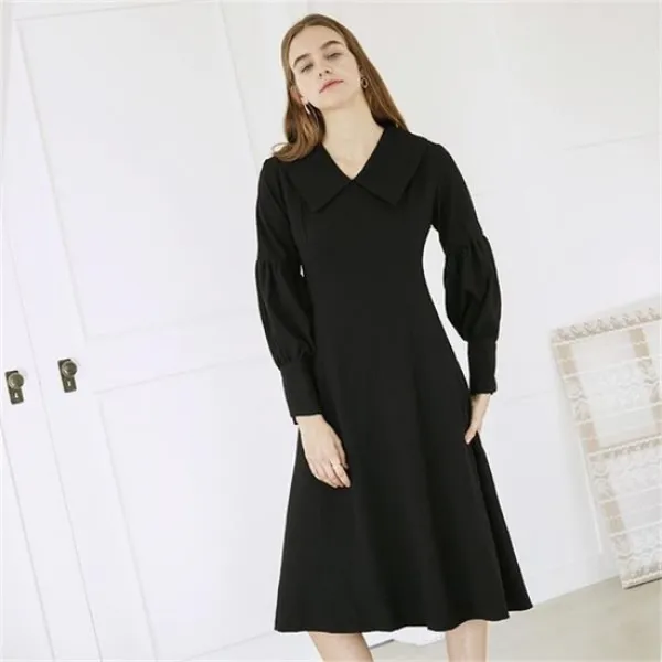 [바이바이섭] [바이바이섭]BIG COLLAR PUFF DRESS BLACK[A]