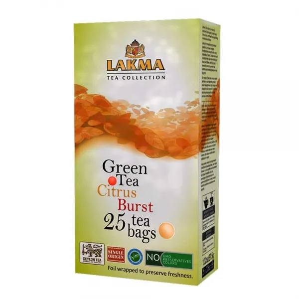 [미국직구]LAKMA 25 티백 (GMO 프리 글루텐 유제품 프리 무설탕 100% 천연) Lakma 과일 티 컬렉션 감귤 그린티 레몬 오렌지 버스트, 선택, 상세설명참조